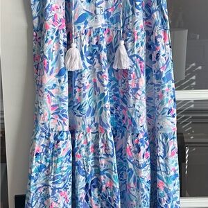 NWT LILLY PULITZER BREAKWATER BLUE TINT PARTY WAVE MALONE MAXI DRESS XXL